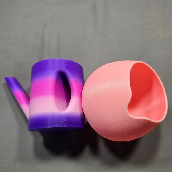 Pink Succulent Flower Pot Plant Vase Purple Ombre Stripe Water Can 3D Garden Art - Picture 4 of 10